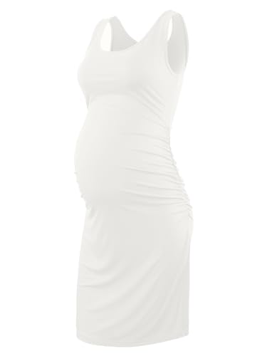 Liu & Qu - Vestido de Maternidad sin Mangas para Mujer - Blanco - Medium