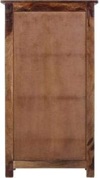Image of Solid Wooden Book Shelf | Book Case with Door, Drawer & Shelf Storage for Living Room, Bedroom, Hotel & Home, Brown Finish, (60D x 27W x 109H CM)