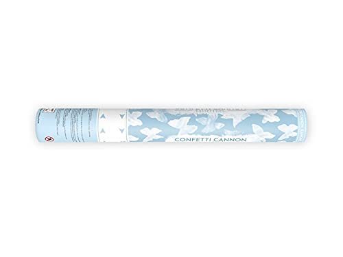12 Konfetti-Kanonen 40cm zur Hochzeit, Party oder Geburtstag (Weiße Schmetterlinge)