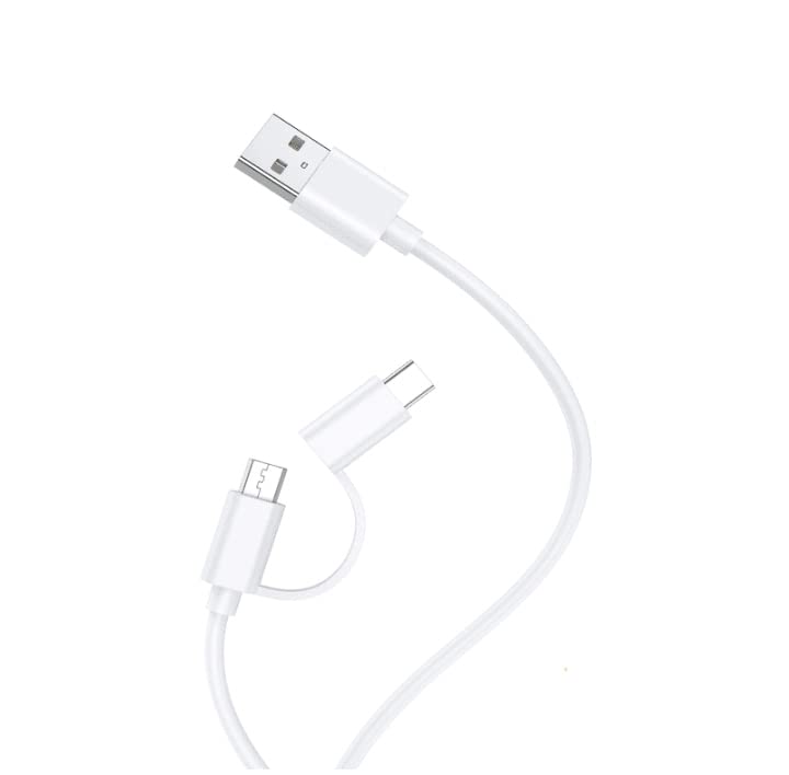 Red Champion 2-in-1 PVC 1.2 Meter USB (Type-A) to Micro USB/USB (Type-C) Power/Charging USB Cable (2.4A Fast Charge, Data Sync Cable) 2 in 1 Micro USB & Type C Sync Charge Cable Compatible with Power Banks, Media Players, Tablets, Mobiles, Smartphones, Charging Adapter Black, One Cable (white)