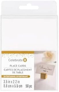 White Place Cards, 50ct by Celebrate It – 3.5" x 2.2" Blank Tent Cards for Weddings, Dinners, Parties & Formal Events