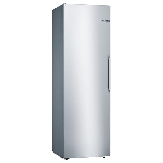 Monitor Bosch KSV36VLEP Serie 4, Frigorifero monoporta da libera installazione, ripiano estraibile per gli alimenti riposti in fondo, Luce LED, Funzione raffreddamento intensivo, Acciaio, 186 x 60 cm