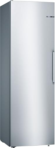 Bosch KSV36VLEP Serie 4, Frigorifero monoporta da libera installazione, ripiano estraibile per gli alimenti riposti in fondo, Luce LED, Funzione raffreddamento intensivo, Acciaio, 186 x 60 cm
