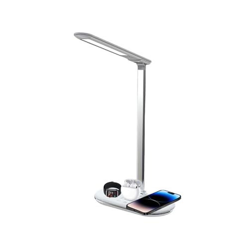 Lampe de bureau rechargeable USB avec support charge sans fil téléphone