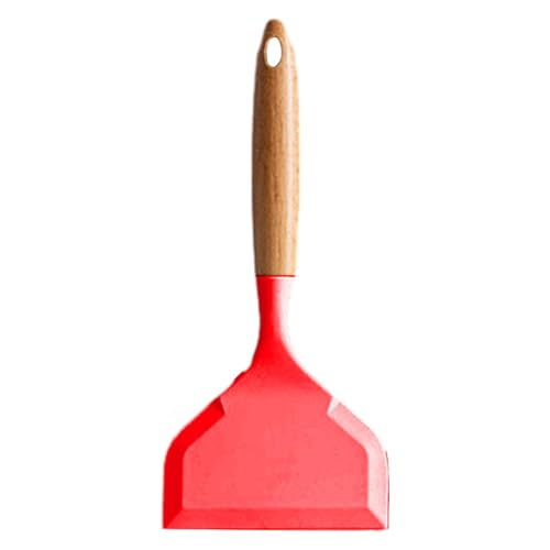 Silicone Spatula Turner - Non Scratch for Steak Fried Egg Meat Pie | Non Scratch Spatula with Wooden Handle, Heat-Resistant Silicone Spatulaa, Dishwasher-Safe and Kitchen Spatulaa Turner