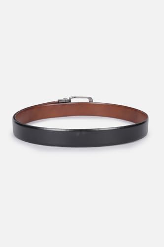 Image of Louis Philippe Men's 100% Italian Leather Brush Gun Metal Buckle Formal Reversible Belt