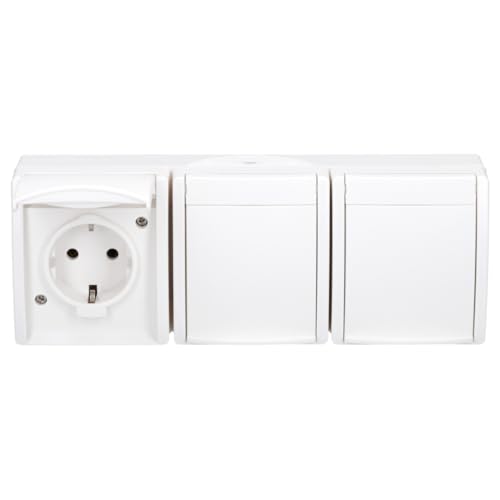 Busch-Jaeger 2300/3 EW-54 SCHUKO Steckdose 3-fach Alpinweiß ocean | (IP 44) (Thermoplast) 2CKA002084A0712