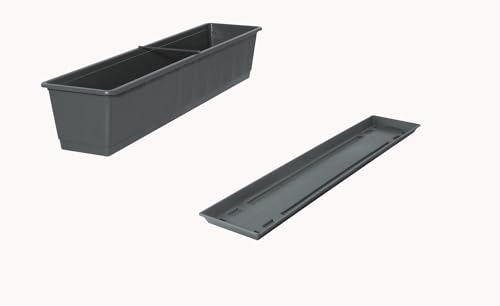 Fuchs seit 1895 Balkonkasten Standard mit passendem Untersetzer, Farben:anthrazit, Länge:50 cm