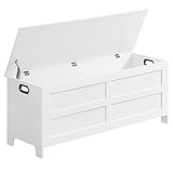 MAHANCRIS Storage Chest, 47.2” Large Toy Chest, Entryway Storage Trunk, Storage Bench with Safety Hinge, Entrance Bench for Living Room, Entrance, Bedroom, White SCWT48901