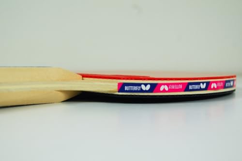 Image of Butterfly, ADDOY 3000 Wooden Blade with Addoy Red & Black Rubber, Table Tennis, TT Raquet, Single Color