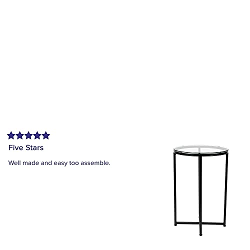 Flash Furniture Greenwich Collection End Table - Modern Clear Glass End Table - Crisscross Matte Black Frame #TOP3