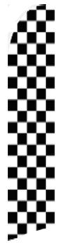 BLACK & WHITE CHECKERED SWOOPER/FEATHER FLAG INCLUDING A 6MTR TELESCOPIC POLE *FREE POST*