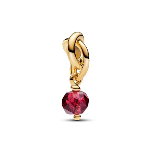 Moments Facettierter echtroter Ewigkeitskreis Charm-Anhänger aus Sterling Silber mit vergoldeter Metalllegierung und künstlichem Kristall,Kompatibel mit  Moments Armbänder - Pandora 763462C07