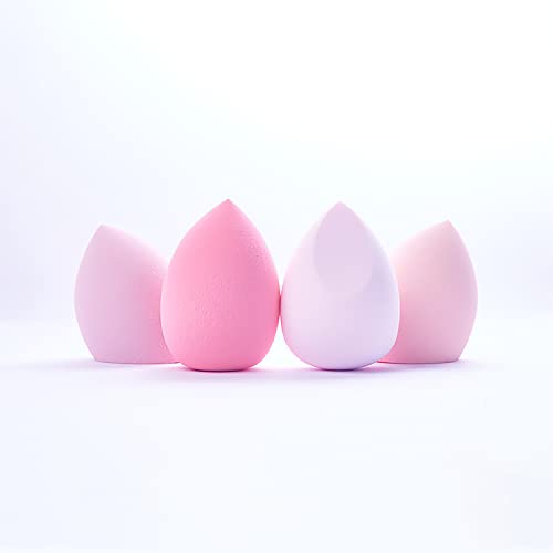 Chosme 4 Pcs Dry And Wet Use Makeup Sponge Set With Storage Case, Blender Beauty Foundation Blending Sponge For Liquid, Cream, And Powder With Egg Sponge Blending Holder Box, Multi-Pink Colored #TOP2
