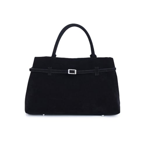 KEKUBUWE Bolsos Tote de Gamuza para Mujer, Bolsos de Piel Sintética, Bolso Tote Grande Marrón con Asa Superior (Black,One Size)