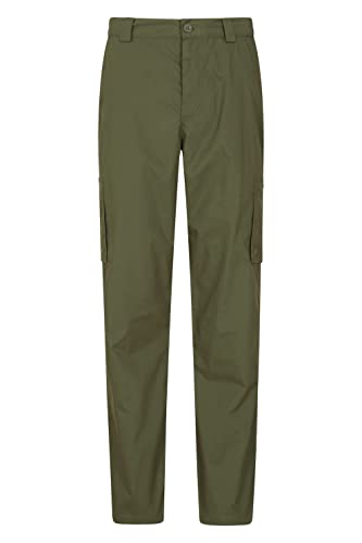 Mountain Warehouse Trek Mens Trousers - Lightweight All Season Pants, Easy Pack, Fast Dry Pants, Stretch Waist Hiking Pants - for Walking & Camping Khaki 34W