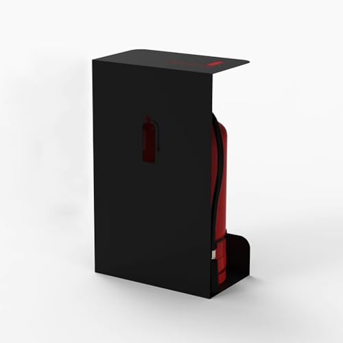 PA-DABAOO Fire Extinguisher Cabinet,Decorative Extinguisher Bracket,Safe Equipment Storage Box,Installation-Free Organizer, Stainless Steel Frame,Holds 2 Extinguishers,Black