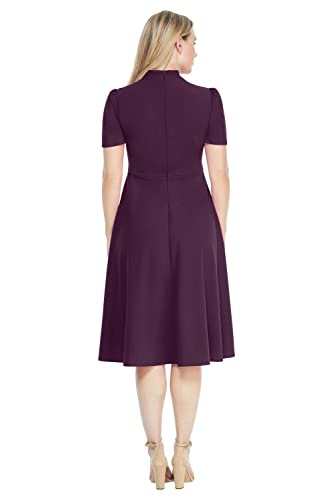 Image of Maggy London Women's Crepe Fabric Flight Attendant Bow Neck Tie Short Sleeve A-line
