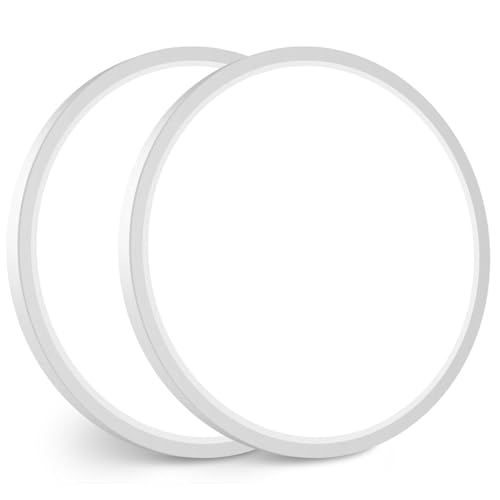 slochi 2Pack LED Flush Mount Ceiling Light Fixture, 15 Inch 30W, 3800LM, Super Slim 0.7 Inch, 3000K-6500K Adjustable Low Profile LED Ceiling Lights for Bathroom, Closet, Hallway(White)
