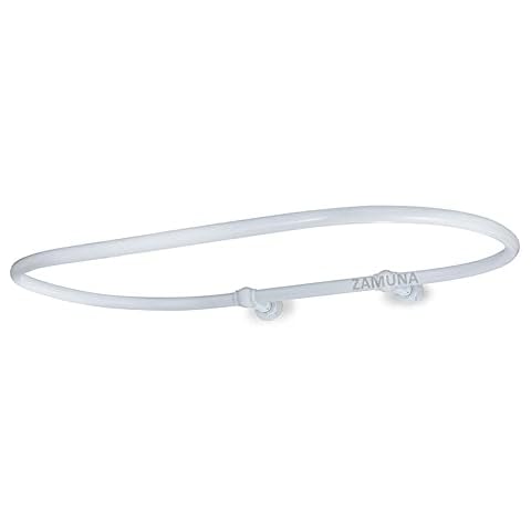 Zamuna Oval Shower Curtain Rail Rod For Bathroom, Traditional, Large and Heavy Duty Wall Mounted with Adjustable Support -115 x 64 cm (Free Curtain Rings) (White) Cover