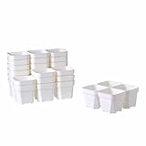 BangQiao 30 Pack 4.15 Inch White Plastic Square Nursery Seedlings Pot for Succulent, Cutting, Transplanting