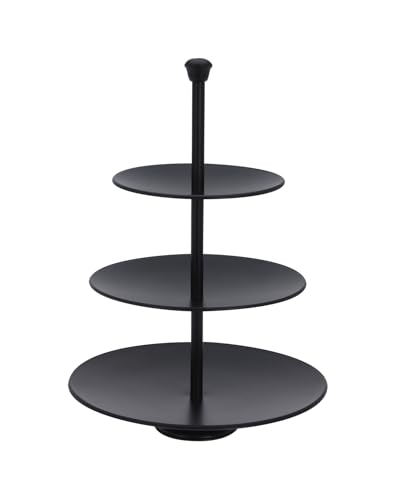 Spetebo Metall Etagere schwarz 3-stöckig - 36 x 25 cm - Edelstahl Deko...