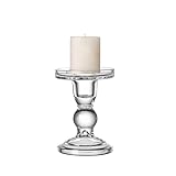 Glass Candle Holder Clear Pillar Candle Stand Candlestick for Dinner Table Wedding Party Home Decoration (Height 3.5 inch)
