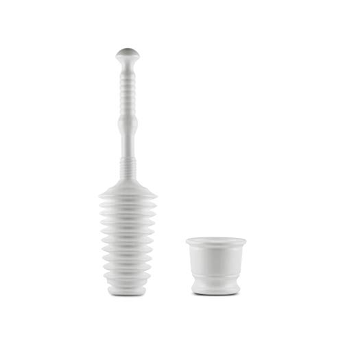 Master Plunger MP500-B4 Heavy Duty Bathroom Toilet Plunger Kit with Short Bucket. Equipped with Air Release Valve, White
