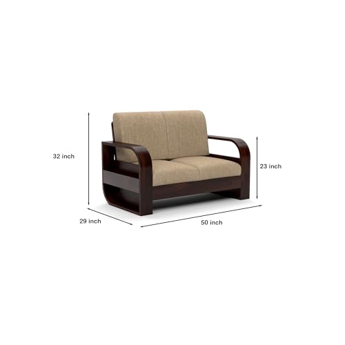Image of Solid Sheesham Wood 2 Seater Sofa for Living Room | Premium 2 Seater Sofa Set for Office & Home Furniture | Stylish Wooden Sofa for 2 People (Cairo Walnut, 2 Seater)