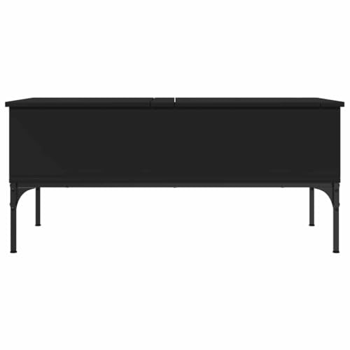 Table basse bois d'ingénierie noir et métal structure robuste de 100 cm style industriel - 6