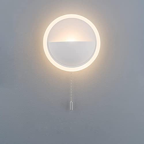 Applique murale LED blanche ronde avec interrupteur pour salon