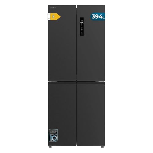 Cecotec Frigorífico 4 Puertas Total No Frost 394L Bolero CoolMarket 4D 394 Dark E. Alto 176cm y 70cm Ancho, Bajo Consumo, Cajón Temperatura Variable, Compresor Inverter, Antibacterias