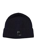 Logo-Aufnäher Armani Exchange Men\'s Patch Logo on Front Beanie Hat, Blue Navy, Uni