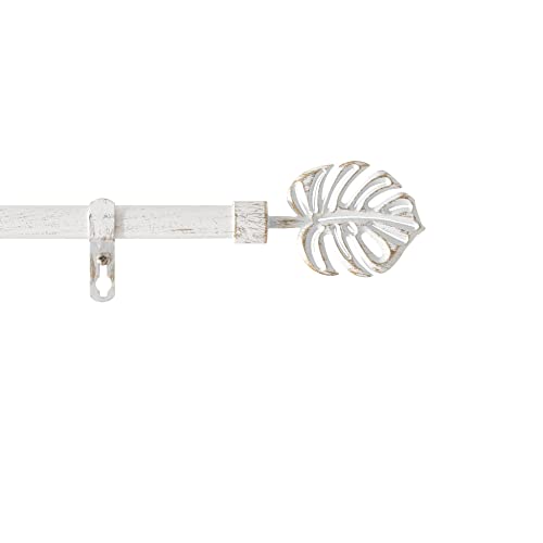 Douceur d'Intérieur, Tringe Extensible en Kit Complet (120 < 210 cm) Tropi Blanc/Or, Patiné