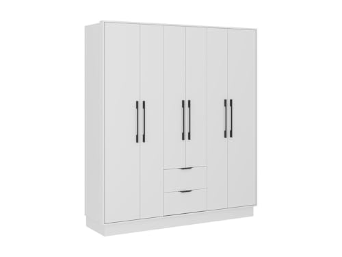 Vente-unique-Armario 6 Puertas y 2 cajones - L162 - Blanco - FEOVA