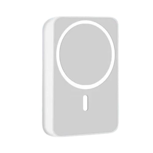 Carregador Portátil Power Bank Sem Fio Indução Magnético Carregamento Rápido Bateria de 5000mAh Compacto (BRANCO)