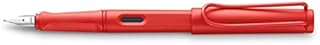 LAMY safari nowoczesne pióro wieczne 020 z wytrzymałego tworzywa sztucznego w kolorze truskawkowym, z ergonomicznym uchwytem i stalową stalówką, szerokość ściegu M, w zestawie wkład atramentowy Lamy T