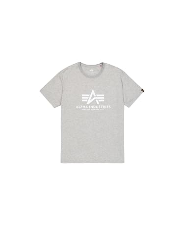 ALPHA INDUSTRIES Herren Basic T-shirt, Grey Heather/White 230, M – Ansicht 1