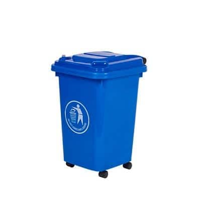 Image of GPC LWB30Y_Blue Polypropylene Wheel Bin, 30L Capacity, 25.5cm x 35cm x 49cm, Blue