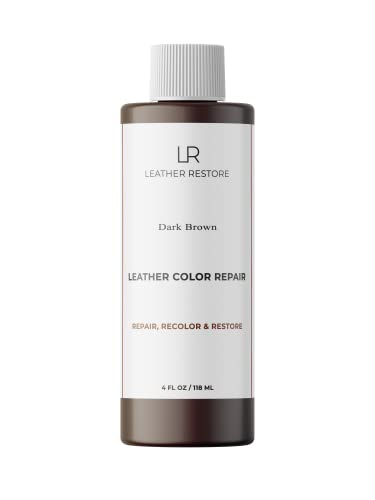 Leather Restore Leather Color Repair, Dark Brown 4 OZ - Repair, Recolor and Restore Couch, Furniture, Auto Interior, Car Seats, Vinyl and Shoes