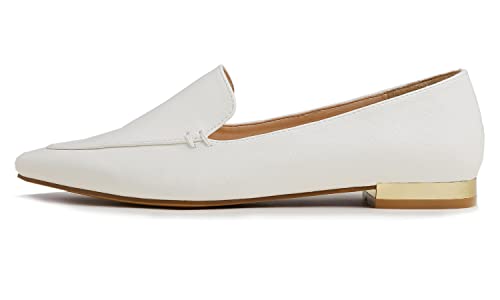 Image of FEVERSOLE Women's Loafer Flat Pointed Deco Low Heel Fashion Slip On Dress Driving Office Shoes