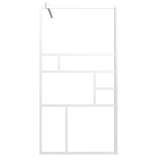 Mampara de ducha walk-in de vidrio ESG sin marco de 45.3 x 76.8 pulgadas con barra de soporte ajustable y perfil de aluminio blanco miniatura 3