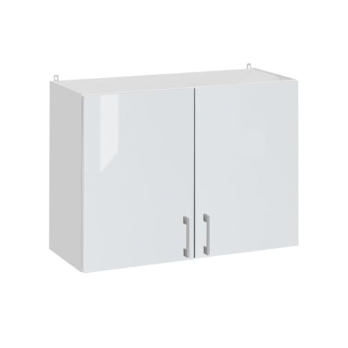 Cuisineandcie - Meuble Haut DE Cuisine ECO Blanc Brillant 2 Portes L 80 cm + 1 étagère - Meuble Rangement, Armoire
