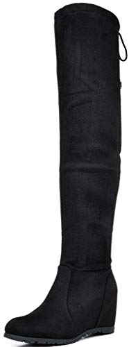 DREAM PAIRS Women s Leggy Black Faux Suede Over The Knee Thigh High Boots - 8.5 M US