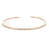 LOTUS STONE JEWELRY Thin Hammered Cuff in Rose Gold Fill; Delicate Handmade Stacking Bracelet for Women (Medium, Rose Gold)