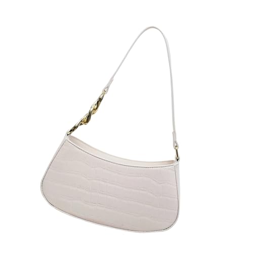 Bolso de hombro de estilo coreano ligero de piel sintética para axilas, bolso de mano de moda para el día a día, bolso de hombro esencial retro, White