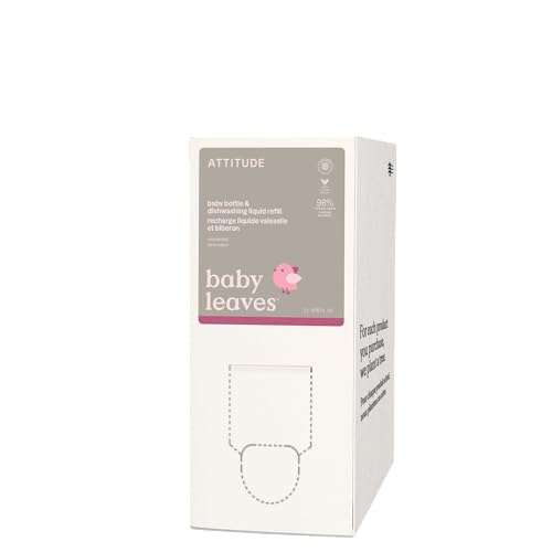 Image of ATTITUDE Baby Dish Soap and Bottle Cleaner, EWG Verified Dishwashing Liquid, No Added Dyes or Fragrances, Tough on Milk Residue and Grease, Vegan, Bulk Refill Unscented, 67.6 Fl Oz