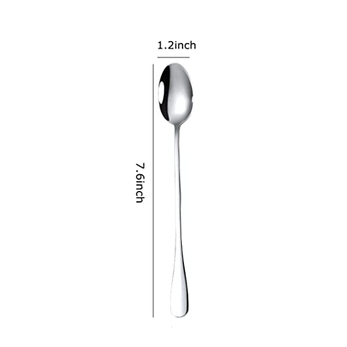 Axiaolu SILVER Long Handle Spoons,7.6-Inch Ice Tea Spoon, Coffee Stirrers,Ice Cream Spoon, Axiaolu Premium Stainless Steel Coffee Spoons, Cocktail Stirring Spoons, Set Of 4（Silver） thumb #1
