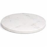 KC KULLICRAFT 11-Inch Round Marble Cheese Board – Solid White Natural Stone Cutting Board & Charcuterie Serving Tray with Non-Slip Feet, 0.5” Thick, Easy to Clean.