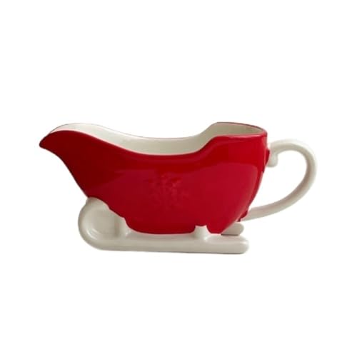 Bamboo Sea Salsera Cubo de Jugo de Navidad, Salsera de cerámica Espesa, Plato for Salsa de Crema, jarras de Leche con Forma de Trineo en Relieve Taza para Salsa